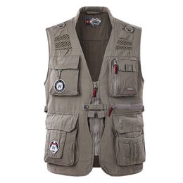 Men's Vests 2023 MultiPockets Cargo Vest Jacket Men High Quality Heavyduty Cotton Casual Outdoor Military Waistcoat 230921