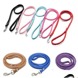 Dog Collars Leashes Leather Leash Pet 6 Colours Solid Training For Large Medium Small Dogs Lead Rope Puppy Supplies 20220923 Q2 Dro Dhzan