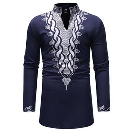 Ethnic Clothing African Dashiki Print Stand Collar Shirt Men 2021 Brand Long Sleeve Clothes Mens Extra Hip Hop Streetwear Shirts2244