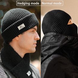Beanie/Skull Caps Winter Men Multifunction Outdoor Knitting hedging Hat Thickened Warm Cotton Hat Cold Cap Cycling Mask Dual-use Balaclava Cap 230921