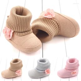 First Walkers Born Fashion Walking Shoes Girls' Princess Baby Boots Warm Flower Knitted Children's Winter Cotton