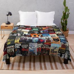 Blankets Stephen King Book Covers Horror Bookworm Throw Blanket Weighted Beautiful Personalized Gift Hair