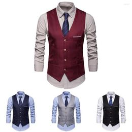 Men's Vests Stylish Solid Colour Lightweight Suit Vest Business Slim Fit Men Wedding Waistcoat