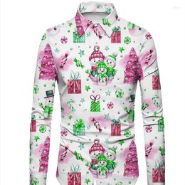 Men's Dress Shirts Shirt Party Style Christmas Snowflake HD Print Long Sleeve Button Lapel Tops Year 6XL