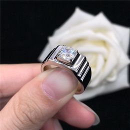 Wedding Rings Original White Gold 18K Man Ring 0 8CT Diamond Male s Engagement Love Promise Jewellery Gift For Husband 230921