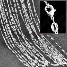 10pcs Lot 2mm Figaro Chain 925 Sterling Silver Jewellery Necklace Chains with Lobster Clasps Size 16 18 20 22 24 26 28 30 Inch278H