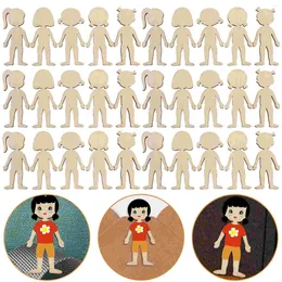 Storage Bottles 50 Pcs Hand-painted Figure Cutouts Graffiti Wood Chips Wooden Playset Kids Craft Toys DIY Painting Slices Unfinished Girl