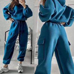 Women's Two Piece Pants Fashion Korean Women Sweatshirt Sweatpants Outfit Autumn Winter Sportswear Long Sleeve Loose Hoodie Pullover & Suit