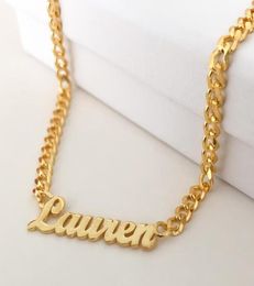 Personalised Name Necklaces For Women and Men Punk Nameplate Jewellery Stainless Steel Curb Chain Custom Letter Necklace Collier5051487
