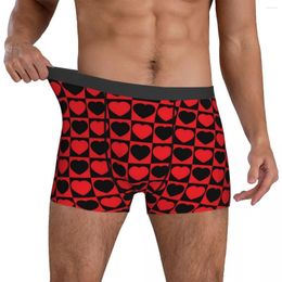 Underpants Valentine Hearts Underwear Black And Red 3D Pouch Trenky Trunk Printing Boxer Brief Sexy Soft Men's Panties Big Size