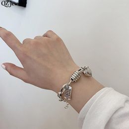 Link Bracelets Fashion Love Heart Brcacelet Bangle Vintage Abacus Heart-Shape Pendant Thick Chain For Women Men Couples Gifts