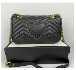 Evening Bags black Fashion Marmont bag Love heart V Wave Pattern Satchel Shoulder Bag Chain Handbags Crossbody Purse Lady Leather Classic Style Tote Bags x0922