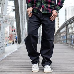 Men's Pants Men Hiphop Baggy Jeans Black Loose Fit Mens Hip Hop Streetwear Denim Plus Size Bell Bottom Skateboard Trousers Long