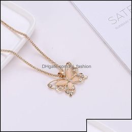 Jewellery Pendant Necklaces Pretty Butterfly Necklace Flawless Opal Exquisite Choker Sweater Chain Stone Drop Delivery 2021 Pe Mjfashion Dhqbj