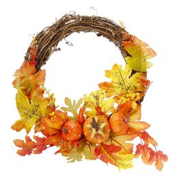 Christmas Decorations Pumpkin Harvest Garland Halloween Decor Wreath Autumn Leaf Wreath Front Door Wreath Home Wedding Hanging Decoration R230922