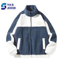 Mens Down Parkas Lamb Plush Casual Jackets Cotton Standing Collar Fashion Loose Couple Streetwear Hip Hop Autumn Winter Zip Up Coats Ropa 230921