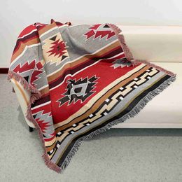 Blankets Camping Outdoor Blanket Bohemia Indian Tribal Style Throw Blanket Sofa Cover Decorative Nordic Travel Geometry Knitted Rugs Mat HKD230922