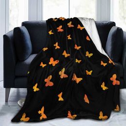 Blankets Newest 3D AnimeBlack Butterfly Printed Sherpa Blanket Couch Quilt Cover Travel Bedding Black Butterfly Blanket HKD230922