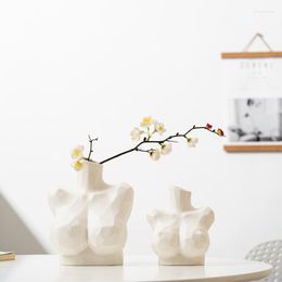 Vases Female Body Art Sculpture Statue Shelf Ceramic Vase Luxury Living Room Decoration Home Dry Flower