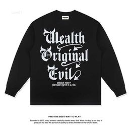 2022 Autumn/winter New Gothic Textual Deformation American High Street Washed Old Long Sleeve T-shirt Men's and Women's Fashion Signu1dp