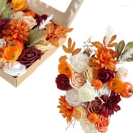 Decorative Flowers Artificial Flower Box Halloween Gift Head With Pole DIY Home Decor Bouquet Harvest Festival Courtyard
