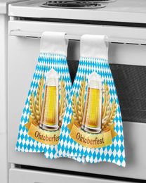 juchiva Towel Oktoberfest Wheat Beer Plaid Hand Bathroom Supplies Absorbent Cloth Dishcloths Hanging Kitchen Accessories