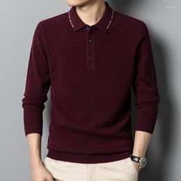 Men's Sweaters Autumn Winter Cashmere Sweater Luxury Pure Wool Lapel Thickened Casual Simple Polo Pullover