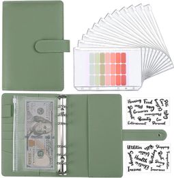 A6 PU Leather Budget Binder Notebook Cash Envelopes System Set with Binder Pockets For Money Budgets Saving Bill Organiser Gifts