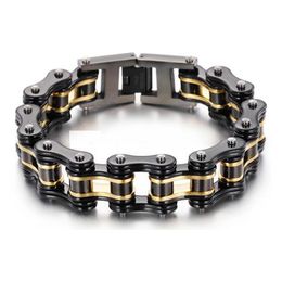 Fashion Mens Women Biker Bike Chain Bracelets Jewelry Gold Black Orange Blue Plated Stainless Steel Motorcycle Bicycle Link Chain 239N