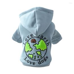 Dog Apparel Lovely Coat For Medium Large Dogs Hoodie Pet Spring Love Earth Two-Legged Pullover Clothing