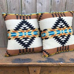 Pillow Geometrical Pattern Jacquard Knitting Pillowcase Sofa American Style Home Decoration