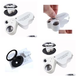 Other Retail Supplies Wholesale Mini Jewellery Loupes 30X 22Mm 60X 12Mm Loupe Dual Glass Magnifier With Led Light Folding Microscope M Dhtm4