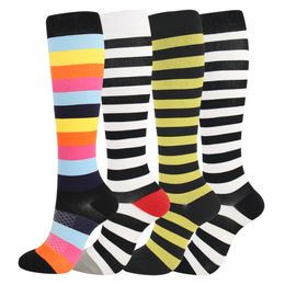 Leg Pressure Running Cycling Multi Colour Compress Socks Nursing Edoema Varicose Veins For Travel Flight Over Knee High Stockings