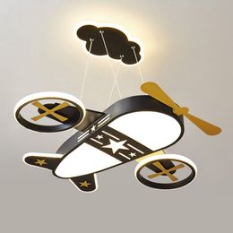 LED Aeroplane Ceiling Pendant Light Children's Bedroom Cord Hanging Lamp Cartoon Eye Protective Sources Chandelier