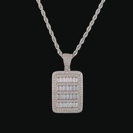 New Bling Cage Dog Tag Necklace & Pendant Men's Hip Hop Jewellery Steel Rope Chain Gold Colour Full Cubic Zircon For Gift212e