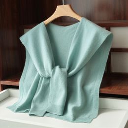 Scarves Spring and Autumn 100% Pure Wool Knitted Small Shawl Female Knotted Sweater Scarf Shoulder Neck Protection Cashmere Bib Dual-Use 230922