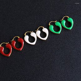 Hoop Earrings Red White Green Heart For Women Cute Summer Harajuki Style Dopamine Jewelry