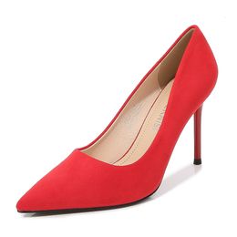 Dress Shoes Pointed High Heels Suede Professional Model Catwalk Women Nightclub Up Big Size 35 Sexy 231017