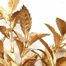 Decorative Flowers Shiny Golden Artificial Plant Gold Silver Leaves Christmas Wedding Fake Flower Floral DIY Accessories Decor Supplies