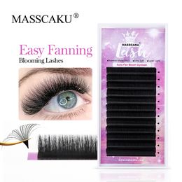 False Eyelashes MASSCAKU Eyelash Extension D Curl 007 Rapid Volume Easy Fan Automatic Blooming Flower Lashes Matte Black Volume Lashes 230921