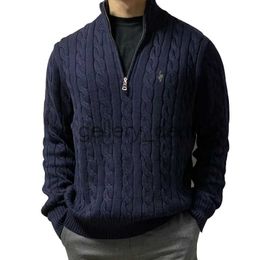 Men's Sweaters Brand Pullover Sweaters Mens Warm Knitted Sweater Solid Fashion Turtleneck Sweaters Half Zip 100% Cotton Winter Coat Casual 8509 J230922