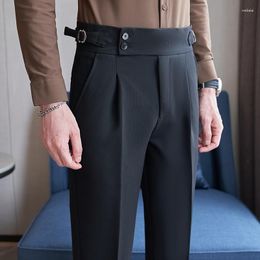 Men's Suits Autumn Winter High Waisted Business Suit Pants For Men Casual Office Social Dress Wedding Party Trousers Clothing 2023