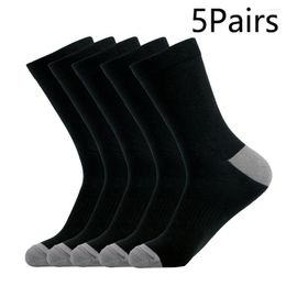 Men's Socks 5-Pair Business Cotton Set For Dress And Crew Breathable Moisture-Wicking Comfortable Durable Deodorizing"