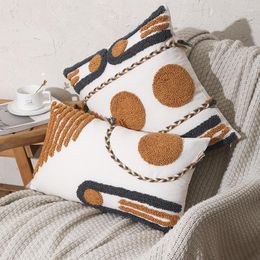 Pillow Canvas Circle National Embroidery Orange Plush Linen Chair Sofa Bed Car Living Room Home Dec Wholesale MF678