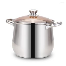 Pans Stock Pot Thickened 304 Stainless Steel Large Capacity Double Bottom Noodle Cooking Porridge Induction Cooker Wok Pan