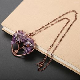 Chains 12PCS Wire Wrap Natural Stone Necklace Tree Of Life Lover Heart Pendulum For Women Jewellery Pendants Necklaces Wholesales