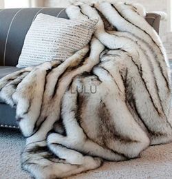 Blankets Faux Fur Blanket high-end imitation rabbit fur bedding blanket bed plaid sofa cover home decor blankets for living room bedroom HKD230922