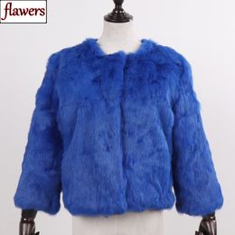 Womens Fur Faux Women Winter 100% Natural Real Rabbit Coats Short Style Warm Jackets Lady Slim Outerwear 230921