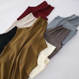 Autumn and Winter Basecoat High Collar Sleeveless Sweater Fit to the Body Style Color Series Slim Fit Knitted Shirt Quality Style