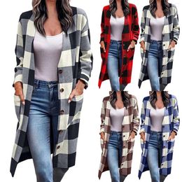 Women's Jackets Womens Casual Jacket Long Sleeve Plaid Shackets Brushed Button Down Pocketed Shirt Coats